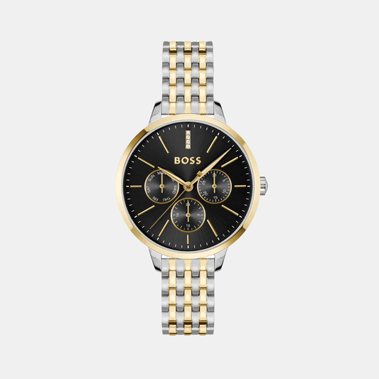 Symphony Le Women Quartz Black Dial Multi-Function Stainless Steel Watch 1502783