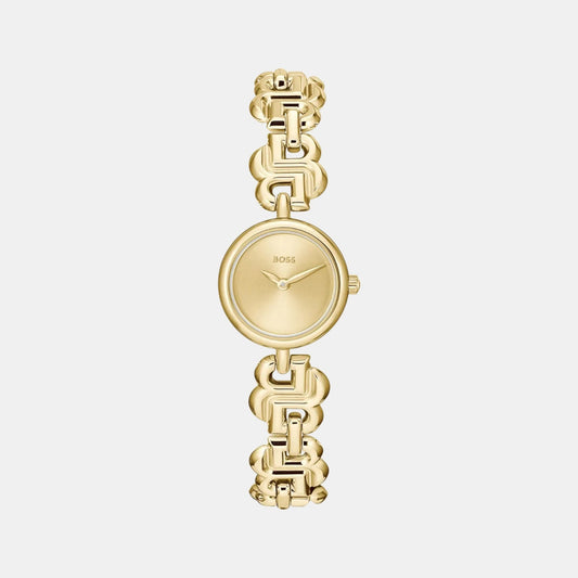 Double B Dressy Women Quartz Gold Dial Analog Stainless Steel Watch 1502794