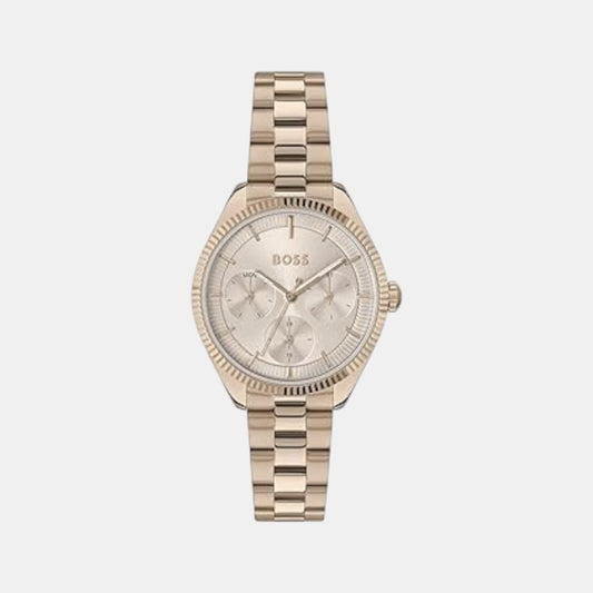 Sage Sport Women Quartz Pink Dial Multi-Function Stainless Steel Watch 1502801