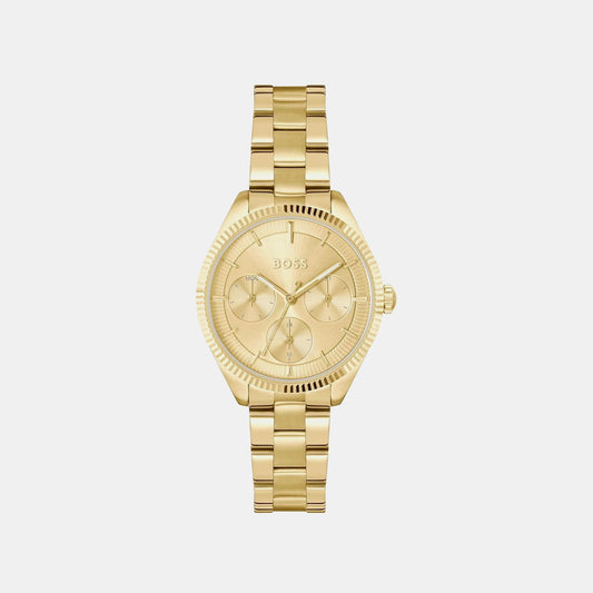 Sage Sport Women Quartz Gold Dial Multi-Function Stainless Steel Watch 1502803