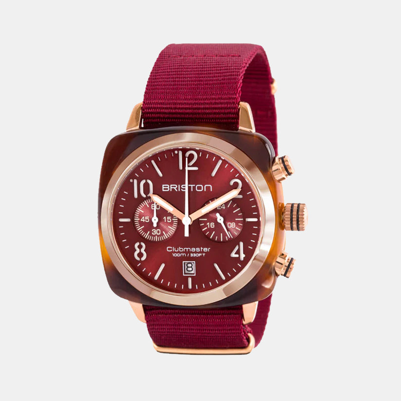 Clubmaster Classic Men Quartz Red Dial Chronograph NATO Watch 15140.PRA.T.8.NBDX