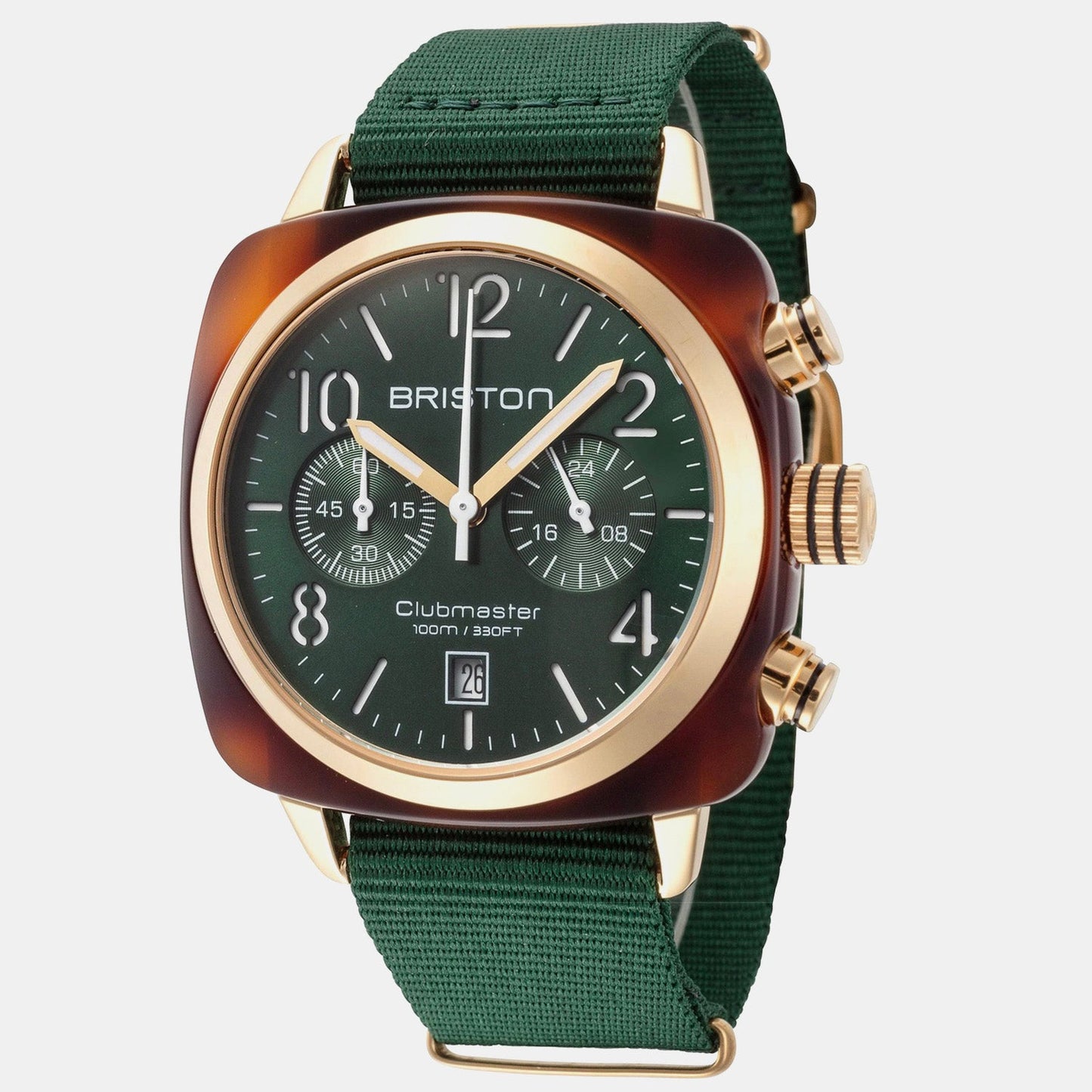 Clubmaster Classic Men Quartz Green Dial Chronograph NATO Watch 15140.PYA.T.10.NBG