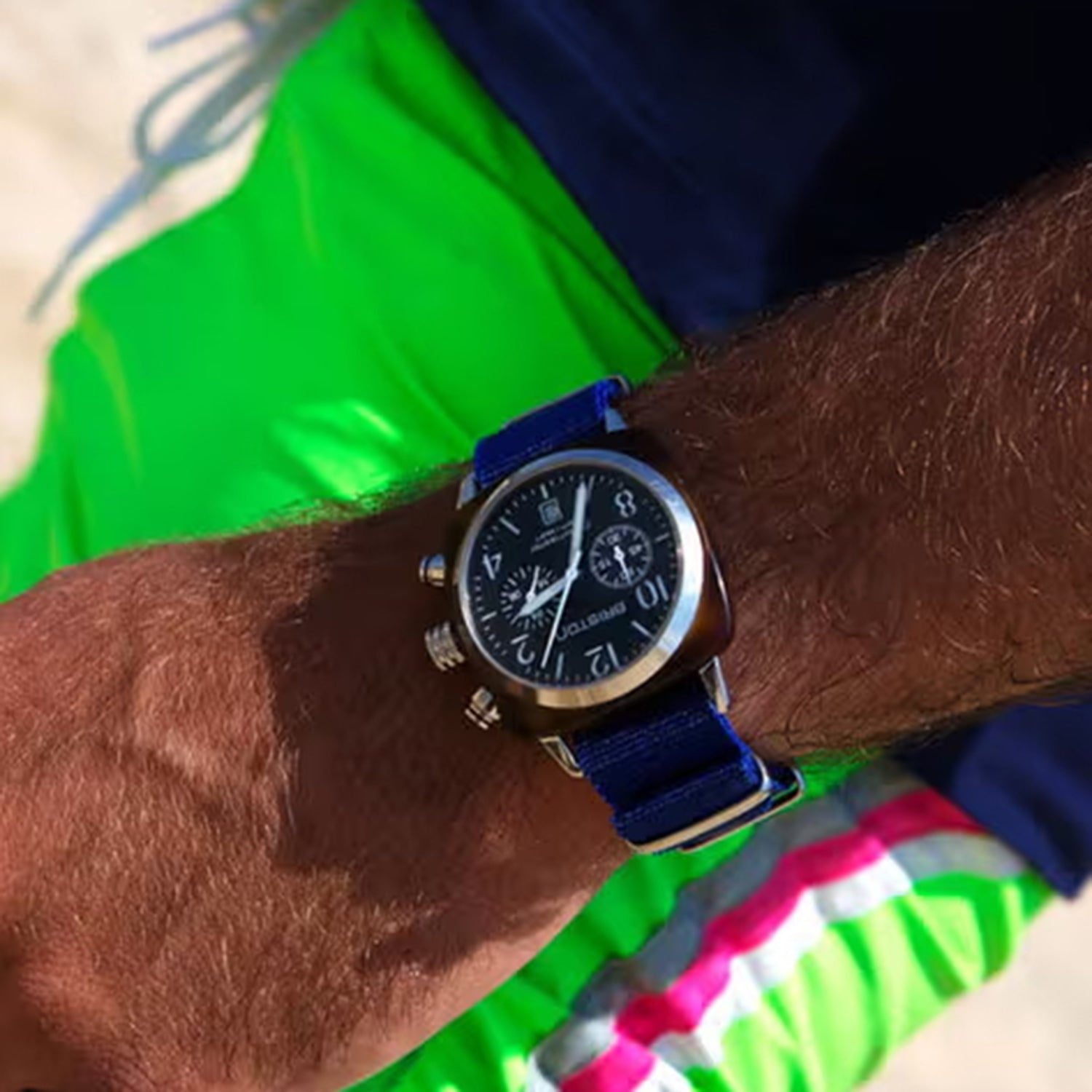 Clubmaster Classic Men Quartz Blue Dial Chronograph NATO Watch 15140.SA.T.9.NNB