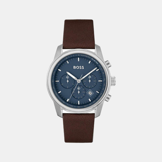 Trace Men Quartz Blue Dial Chronograph Leather Watch 1514002