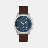 Trace Men Quartz Blue Dial Chronograph Leather Watch 1514002