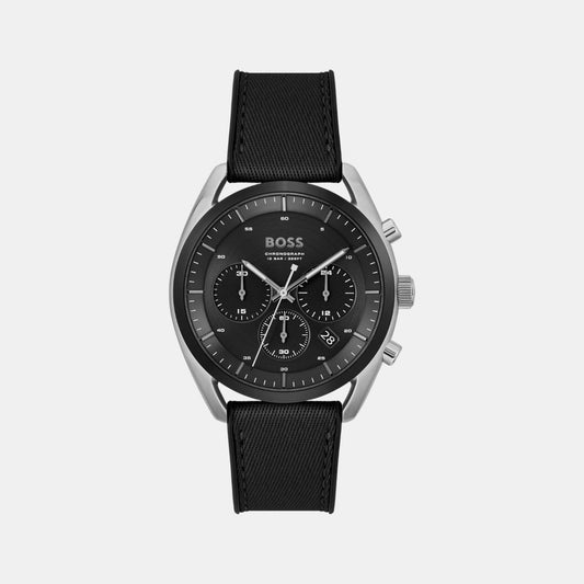 Top Men Quartz Black Dial Chronograph Silicone Watch 1514091