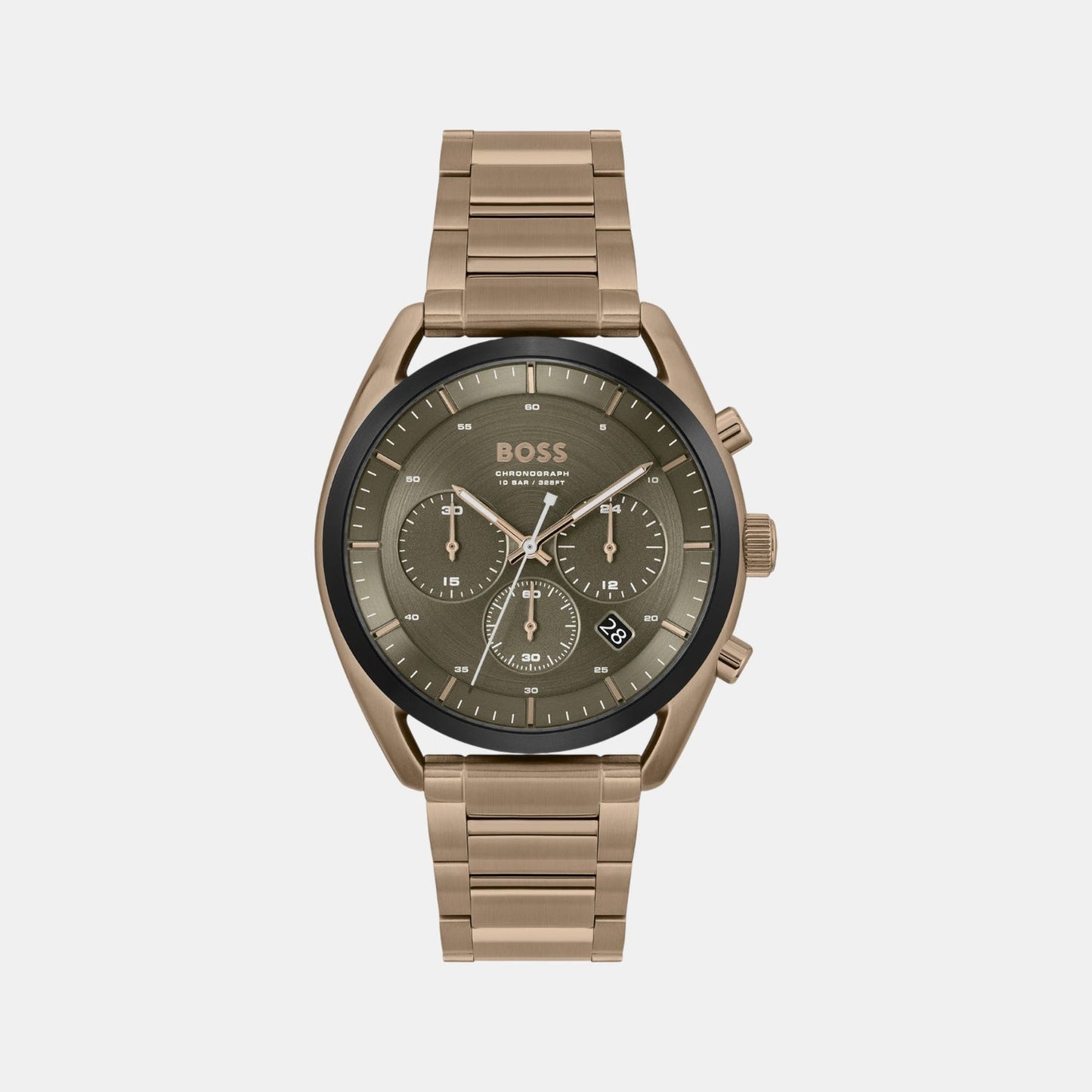Top Men Quartz Green Dial Chronograph Stainless Steel Watch 1514094