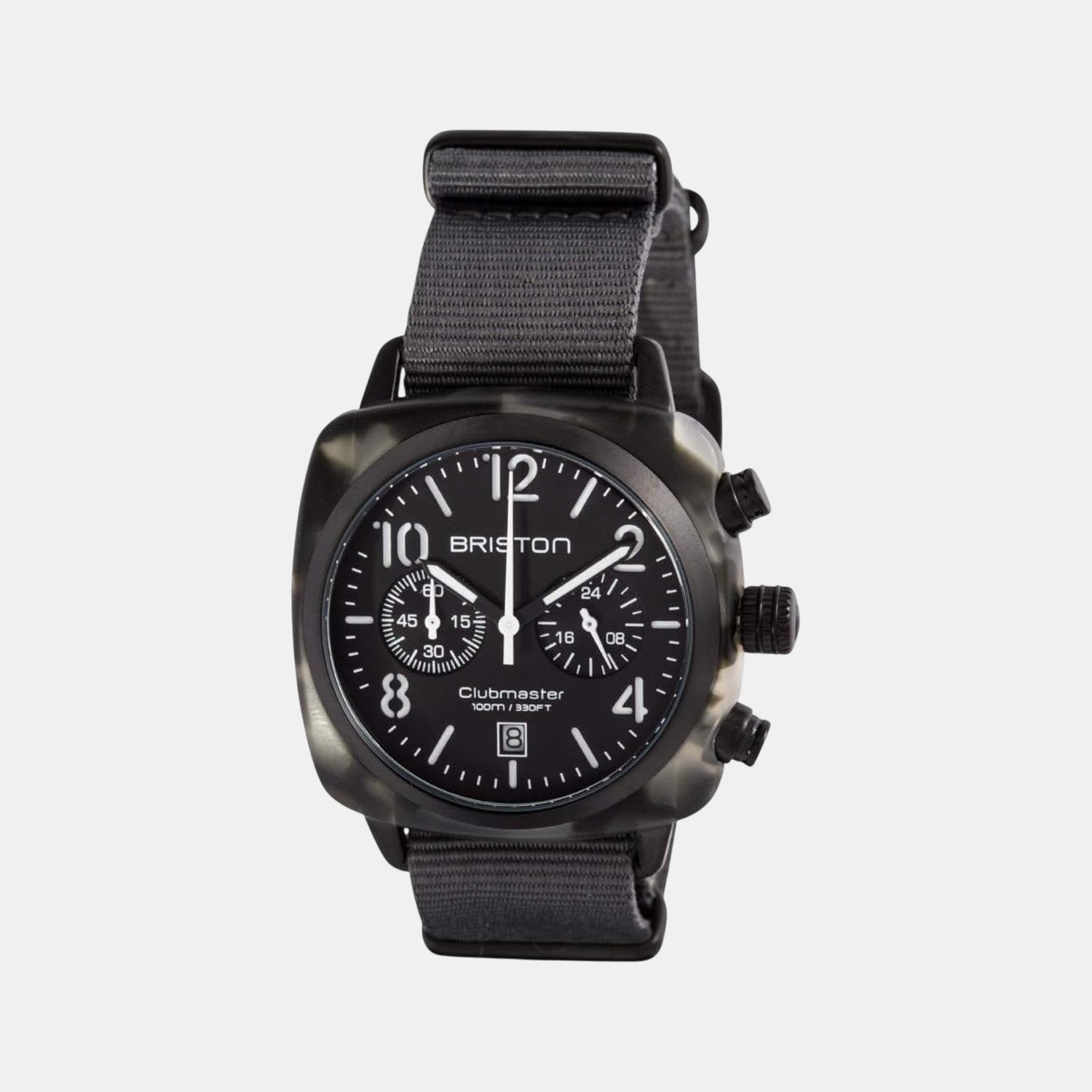 Clubmaster Classic Unisex Quartz Black Dial Chronograph NATO Watch 15140.PBAM.GT.3.NG