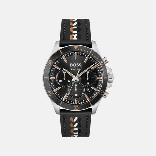 Troper Men Quartz Black Dial Chronograph Leather Watch 1514121
