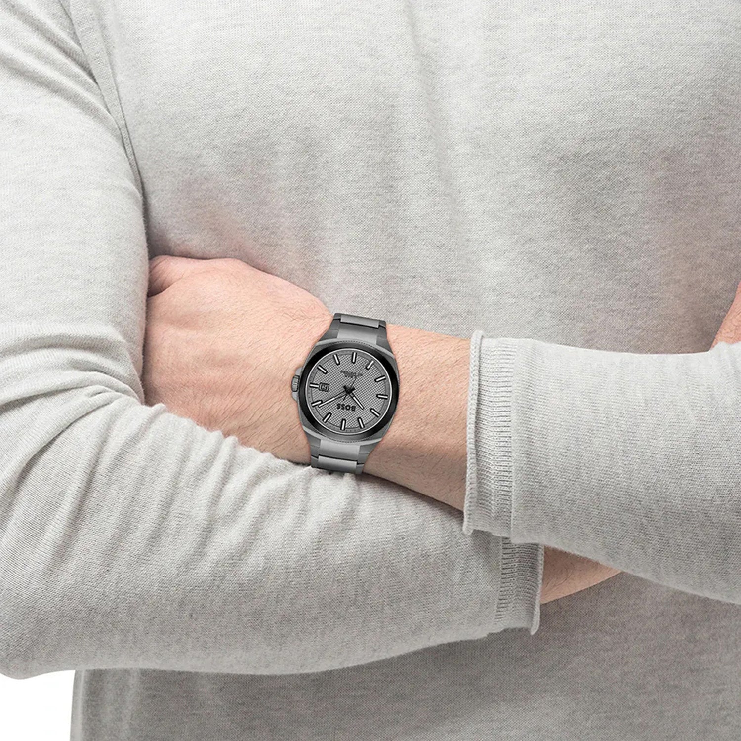 Walker Men Quartz Grey Dial Analog Stainless Steel Watch 1514137
