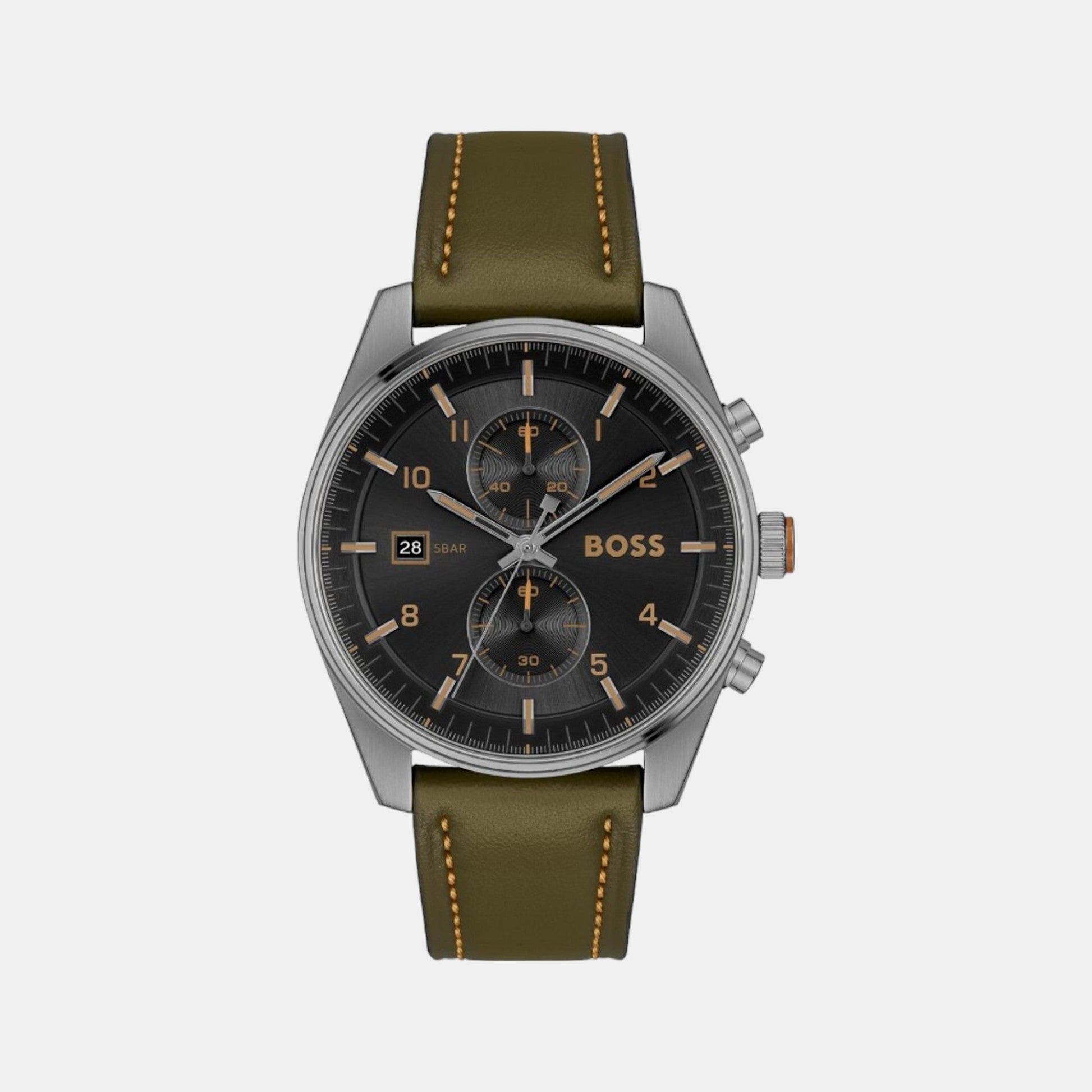 Skytraveller Men Quartz Black Dial Chronograph Leather Watch 1514148