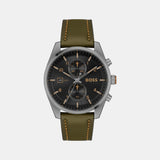 Skytraveller Men Quartz Black Dial Chronograph Leather Watch 1514148