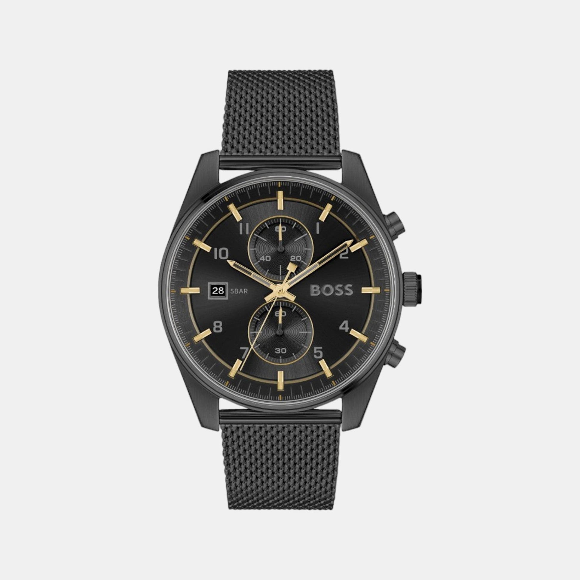 Skytraveller Men Quartz Black Dial Chronograph Stainless Steel Watch 1514150