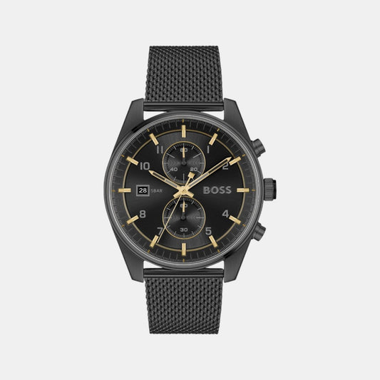 Skytraveller Men Quartz Black Dial Chronograph Stainless Steel Watch 1514150