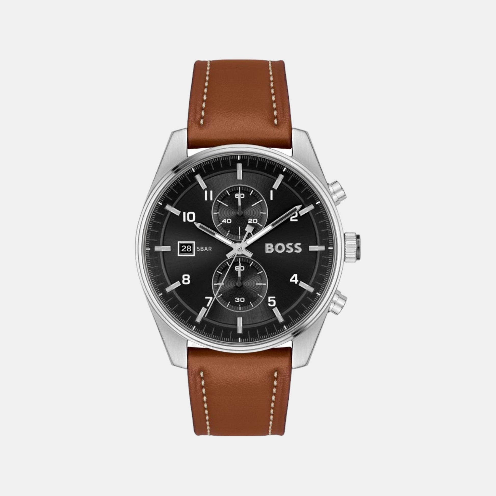 Skytraveller Men Quartz Black Dial Chronograph Leather Watch 1514161