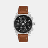 Skytraveller Men Quartz Black Dial Chronograph Leather Watch 1514161