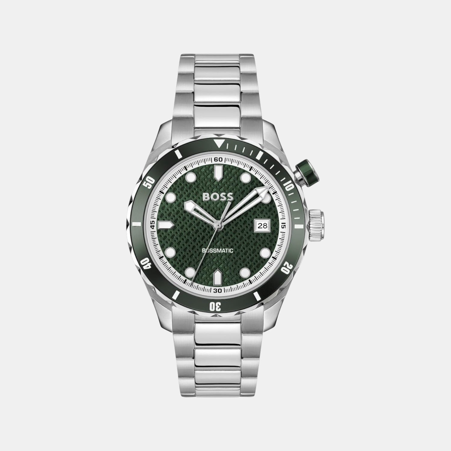 Bossmatic Men Automatic Green Dial Analog Stainless Steel Watch 1514178