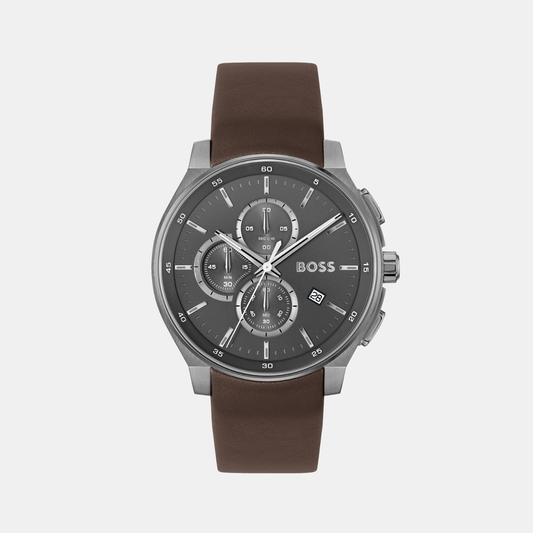 Peak 2.0 Men Quartz Grey Dial Chronograph Leather Watch 1514187