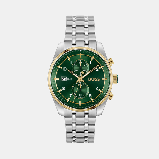 Skytraveller Men Quartz Green Dial Chronograph Stainless Steel Watch 1514195