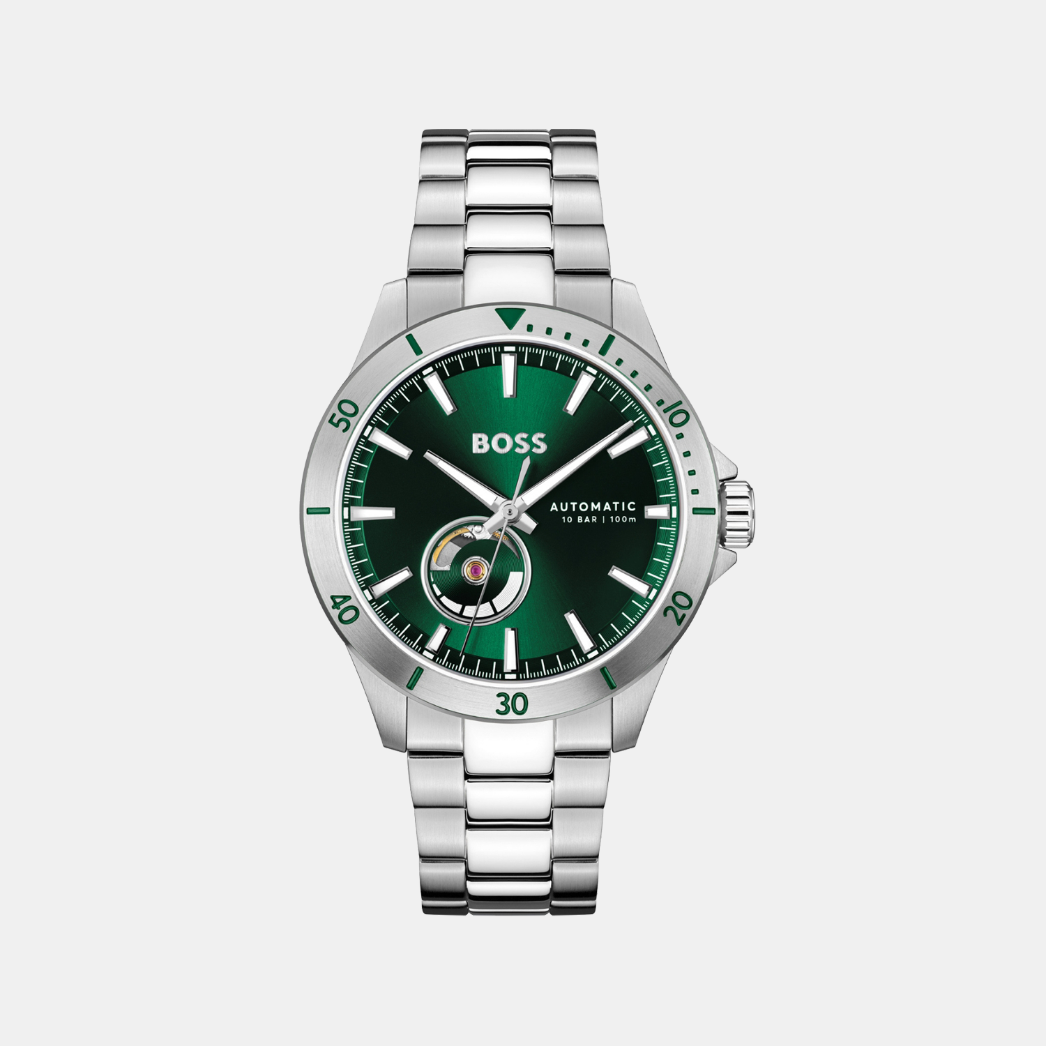 Troper Men Automatic Green Dial Analog Stainless Steel Watch 1514200