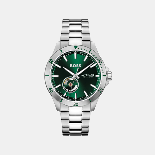 Troper Men Automatic Green Dial Analog Stainless Steel Watch 1514200
