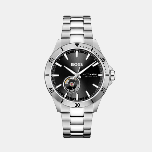 Troper Men Automatic Black Dial Analog Stainless Steel Watch 1514202