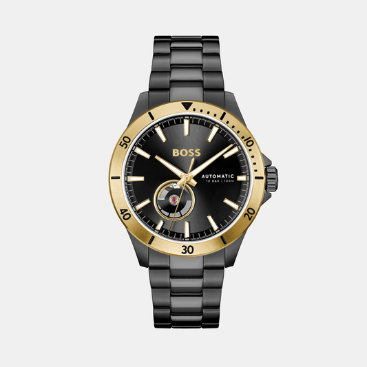 Troper Men Automatic Black Dial Analog Stainless Steel Watch 1514203