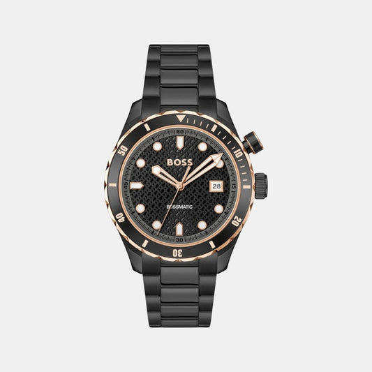 Bossmatic Men Automatic Black Dial Analog Stainless Steel Watch 1514215