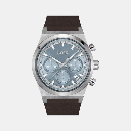 Candor Chrono Men Quartz Blue Dial Chronograph Leather Watch 1514219