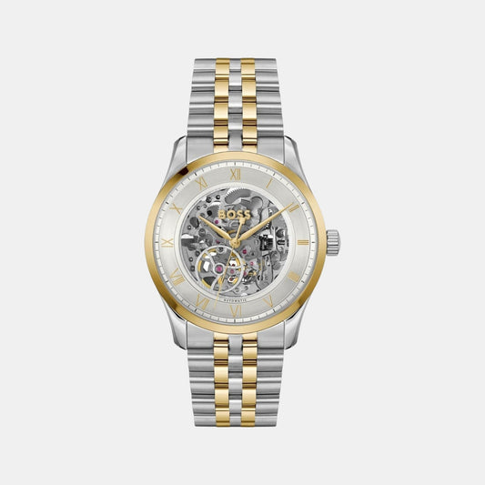 Principle Skeleton Men Automatic Silver Dial Analog Stainless Steel Watch 1514237