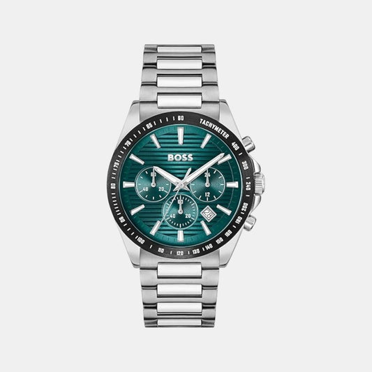 Strike Men Quartz Green Dial Chronograph Stainless Steel Watch 1514241