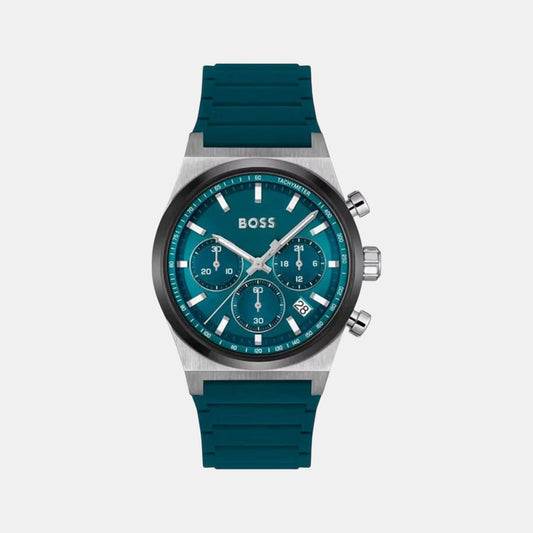 Candor Chrono Men Quartz Green Dial Chronograph Silicone Watch 1514244