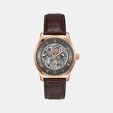 Principle Skeleton Men Automatic Grey Dial Analog Leather Watch 1514253
