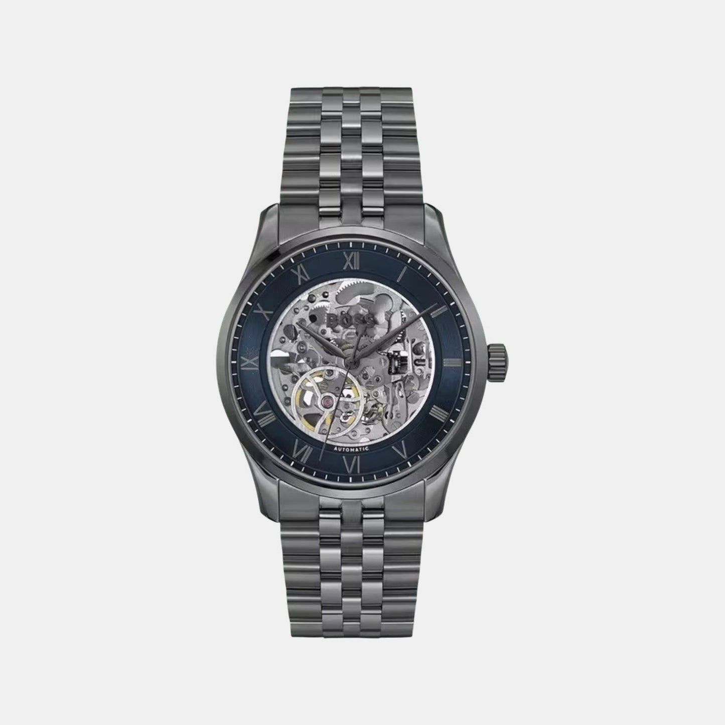 Principle Skeleton Men Automatic Blue Dial Analog Stainless Steel Watch 1514254