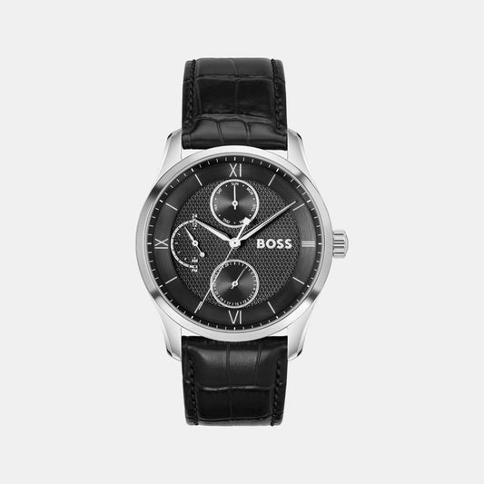 Principle Master Men Quartz Black Dial Multi-Function Leather Watch 1514272