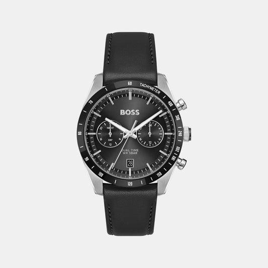 Tourmaster Men Quartz Black Dial Multi-Function Leather Watch 1514284
