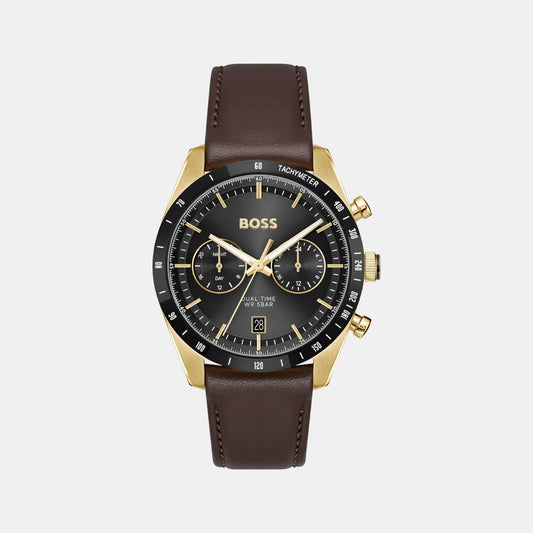 Tourmaster Men Quartz Black Dial Chronograph Leather Watch 1514285