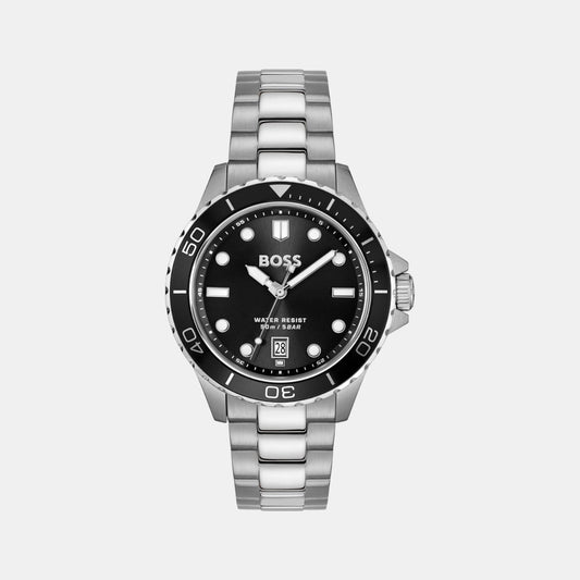 Troper Sport Men Quartz Black Dial Analog Stainless Steel Watch 1514295