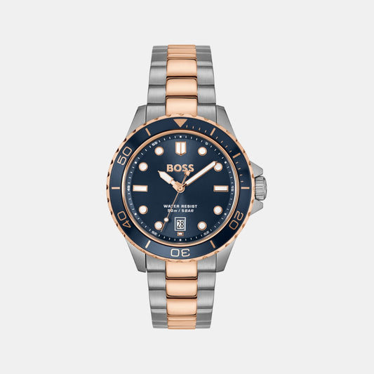Troper Sport Men Quartz Blue Dial Analog Stainless Steel Watch 1514296