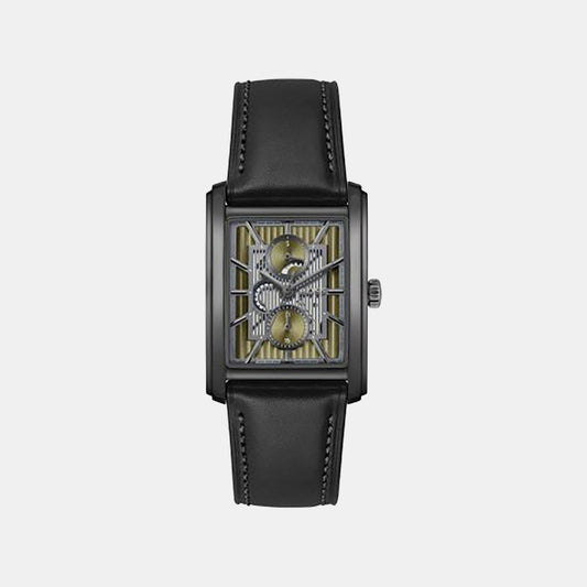 Principle Dress Multi Men Quartz Green Dial Multi-Function Leather Watch 1514317