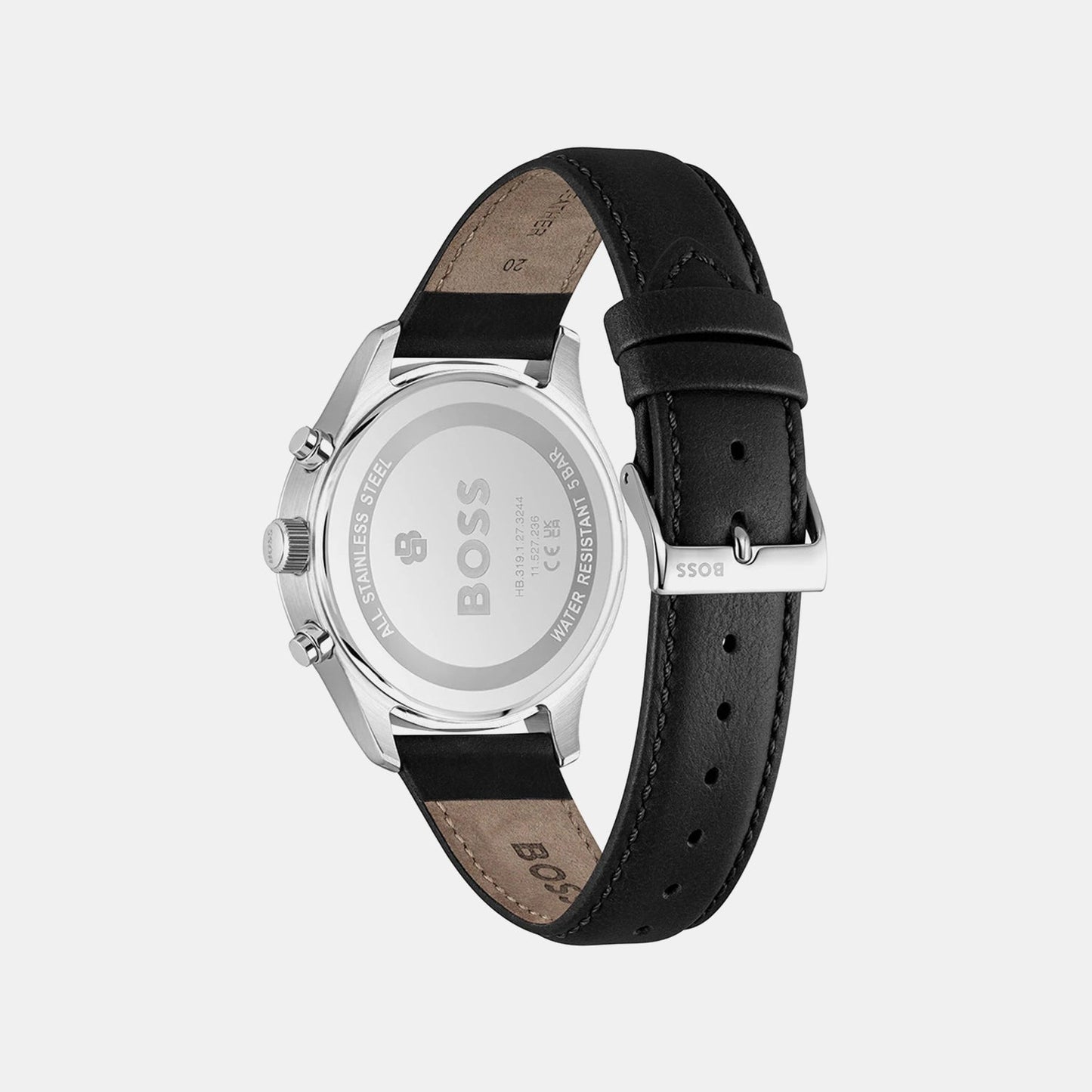 Men Quartz Black Dial Chronograph Leather Watch 1514326