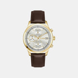 Men Quartz Silver Dial Chronograph Leather Watch 1514327