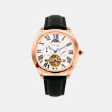 Men Automatic Silver Dial Multi-Function Leather Watch 1641-L30306