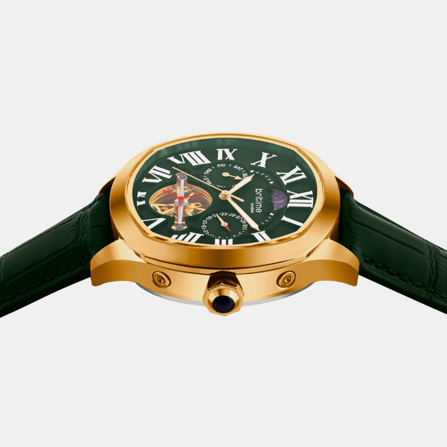 Men Automatic Green Dial Multi-Function Stainless Steel Watch 1641-L31412