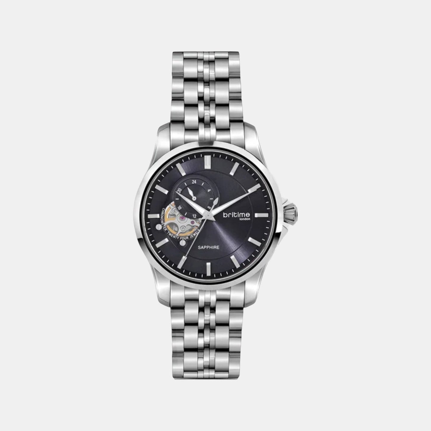 Men Automatic Blue Dial Analog Stainless Steel Watch 166-M10501