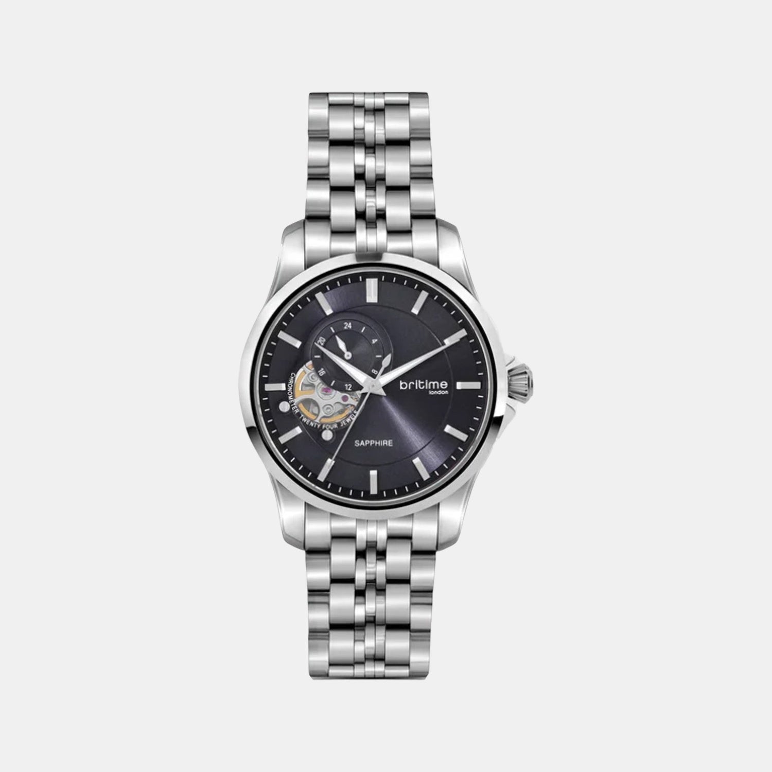 Men Automatic Blue Dial Analog Stainless Steel Watch 166-M10501