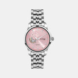 Men Automatic Pink Dial Analog Stainless Steel Watch 166-M11001