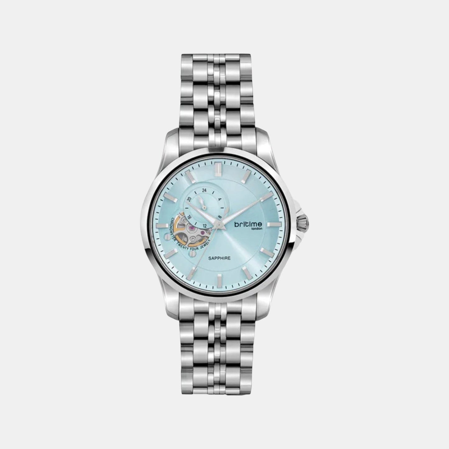 Men Automatic Blue Dial Analog Stainless Steel Watch 166-M11701