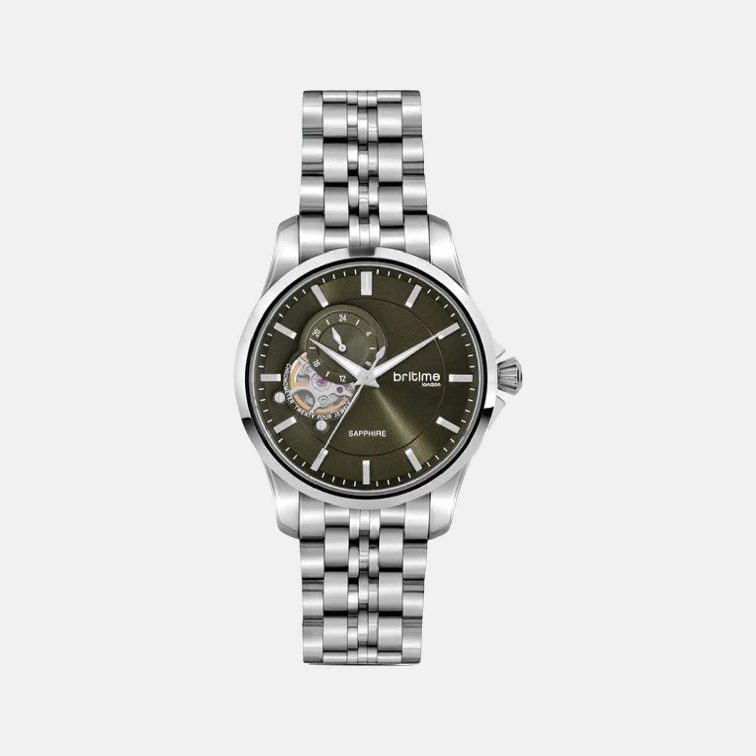 Men Automatic Green Dial Analog Stainless Steel Watch 166-M11801