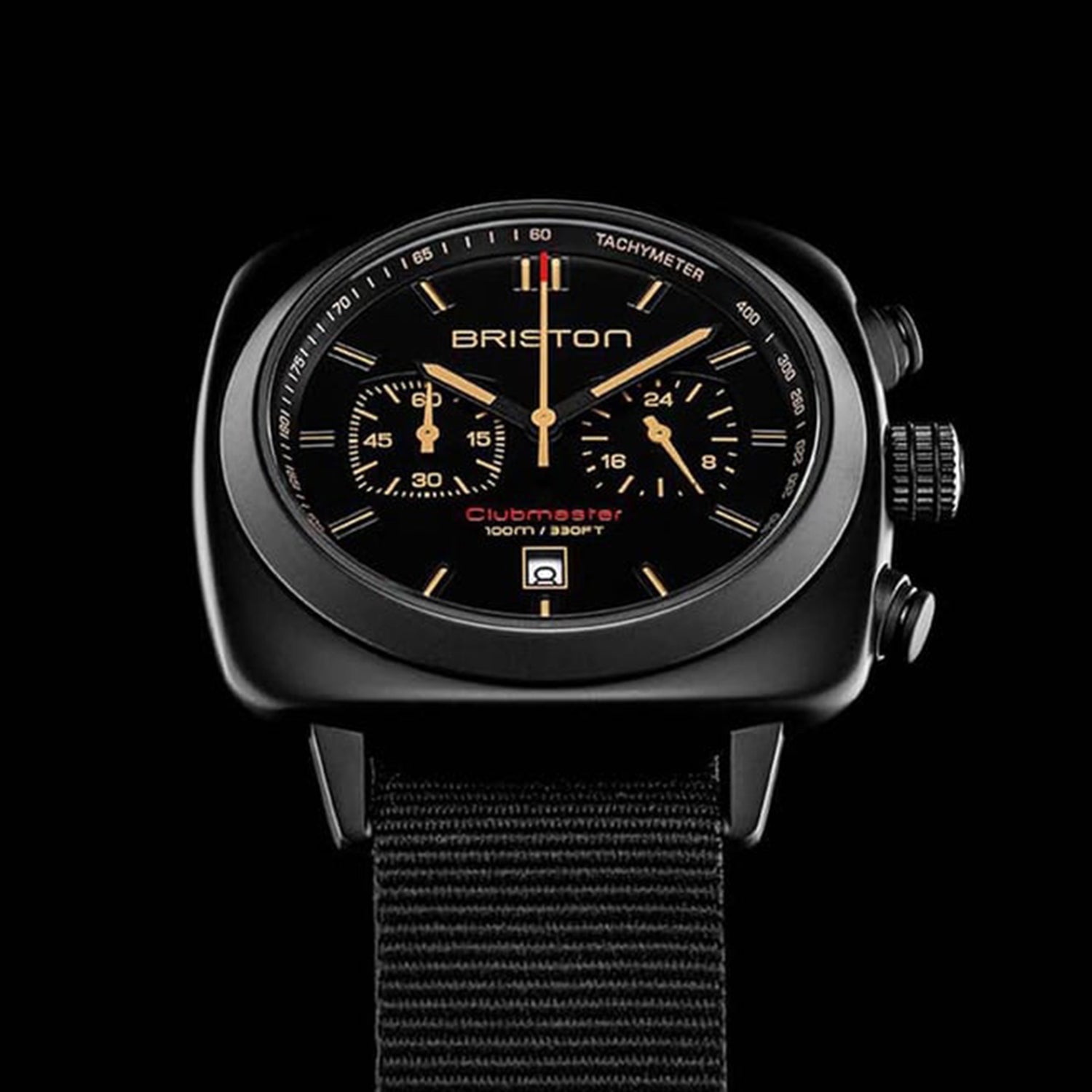 Clubmaster Sport Men Quartz Black Dial Chronograph NATO Watch 18142.PBAM.BS.4.NB